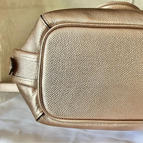 Coach Rose Gold Metallic Leather Prince Street Satchel with Turn-Lock Detail - Picture 7 of 16